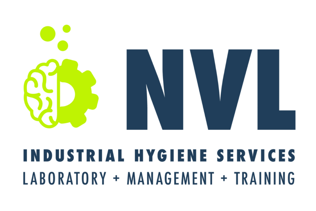 The logo for Industrial Hygiene Services, a light green image with half being a cartoon brain and the other half being a gear with bubbles rising from the top. The text reads "NVL Industrial Hygiene Services Laboratory + Management + Training."