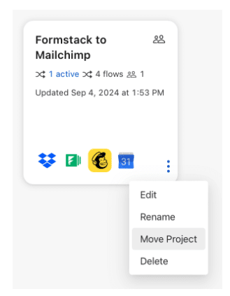 Screenshot of a Formstack to Mailchimp flow.