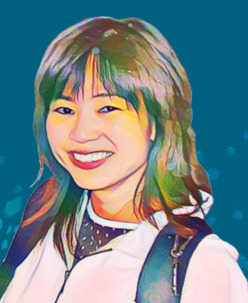 Photo of Shin Ninagawa, with a watercolor effect, representing the WITfm scholarship given in her honor.